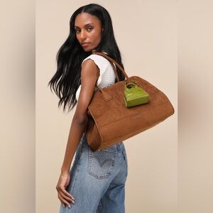 🎀🤎NEW~STEVE MADDEN Bharlii Tan Suede Tote Bag